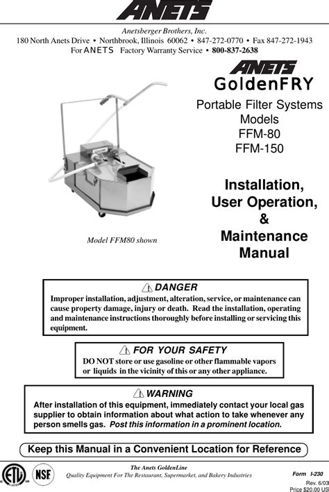 Anetsberger Brothers FFM-80 Manual pdf manual